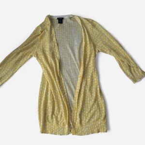 Ann Taylor Yellow Patterned Midi Cardigan